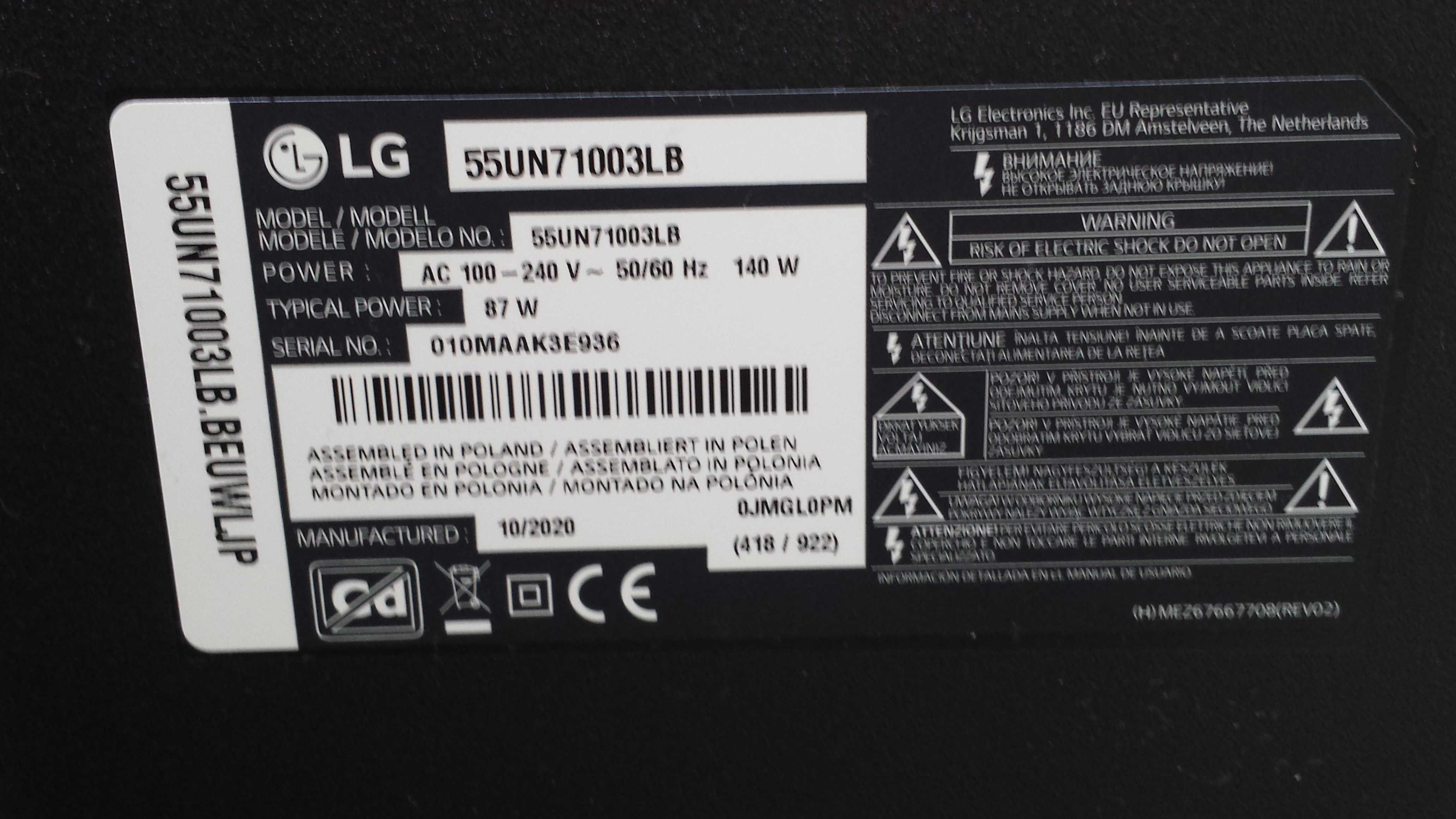Smart TV LG55UN71003 4K UHD DVB-T2
