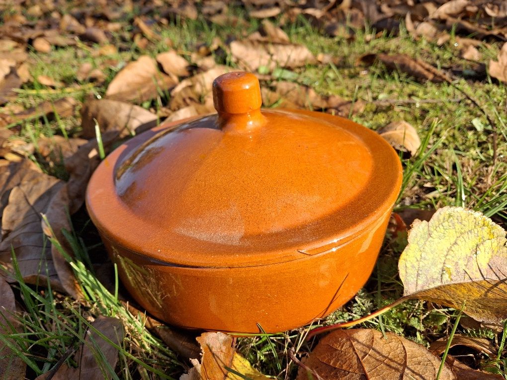 Naczynie ceramiczne, z pokrywką, pojemnik, kuchnia vintage,