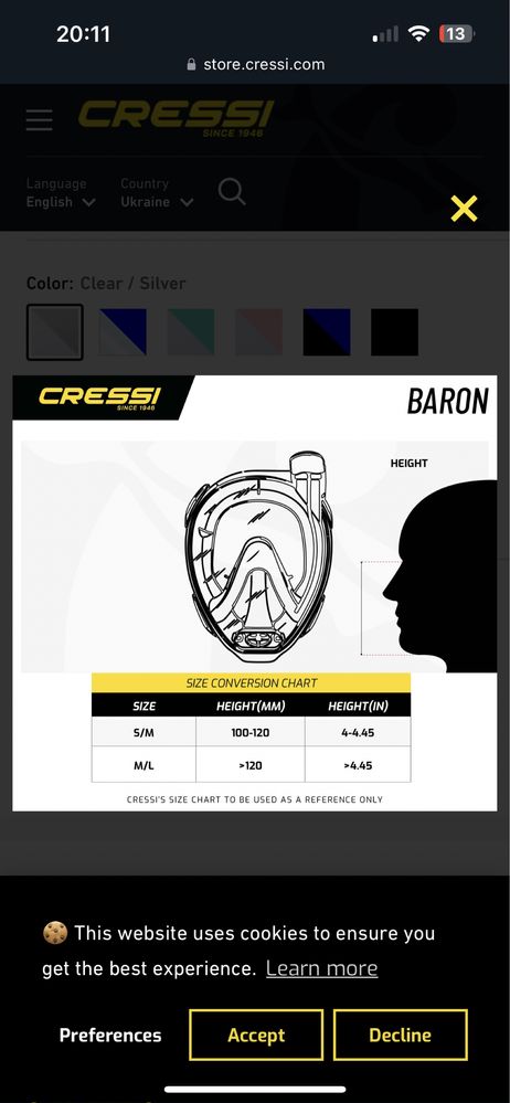 Cressi baron розмір М/L