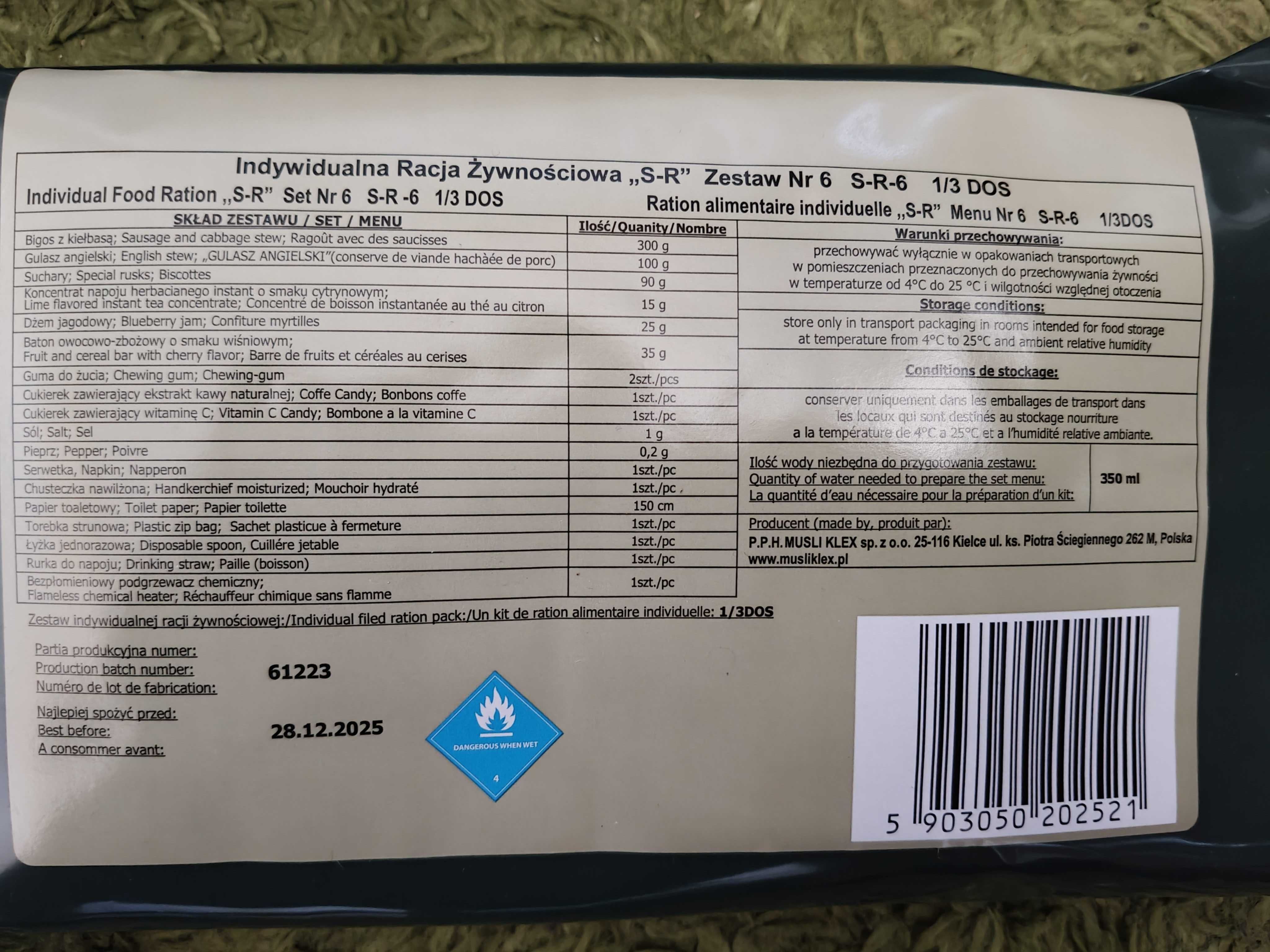 Polskie racje żywnościowe ,,S" - 9 sztuk