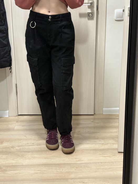 Джинси штани карго чорні Bershka розмір 26 S