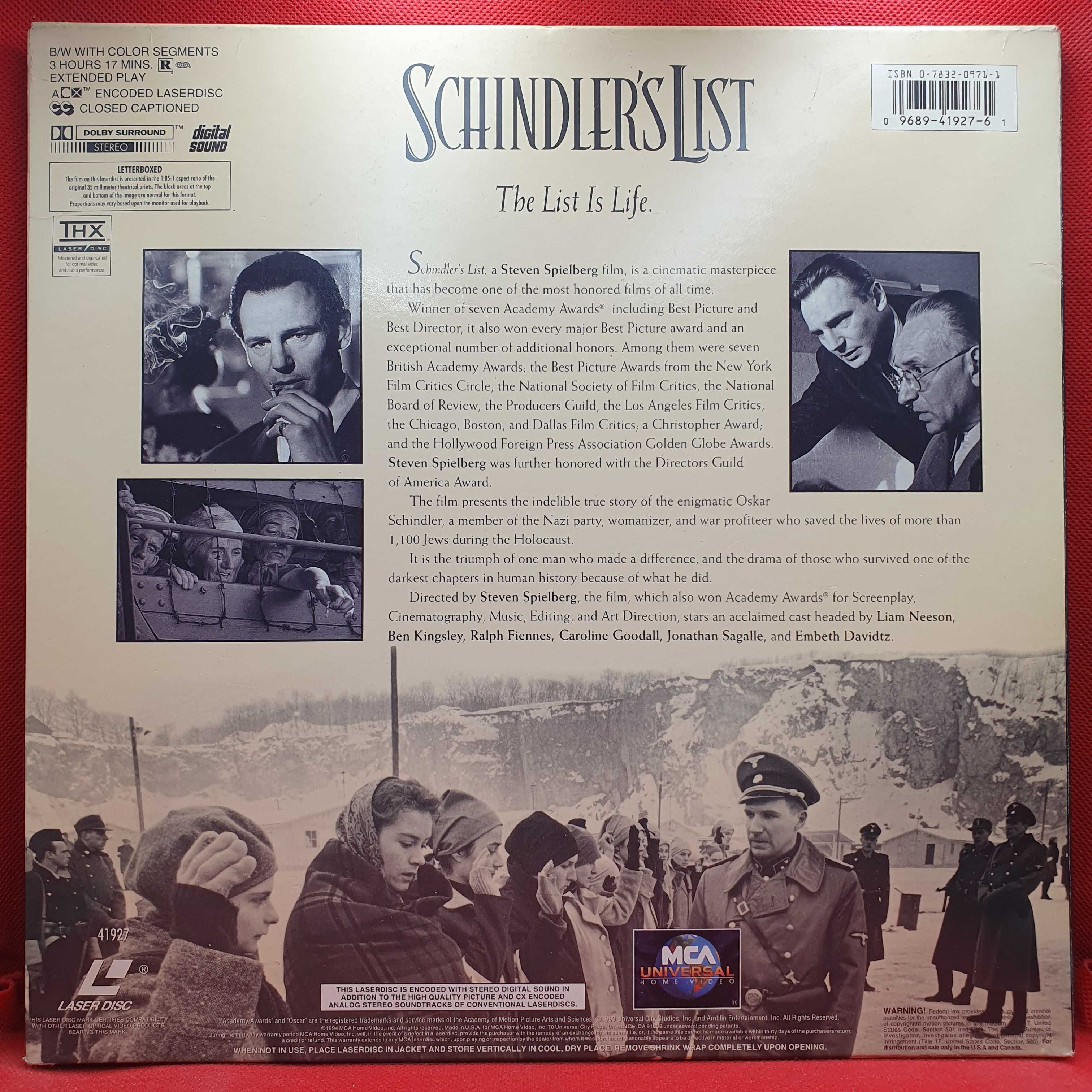 Laser Disc - Schindler's List (A Lista de Schindler)