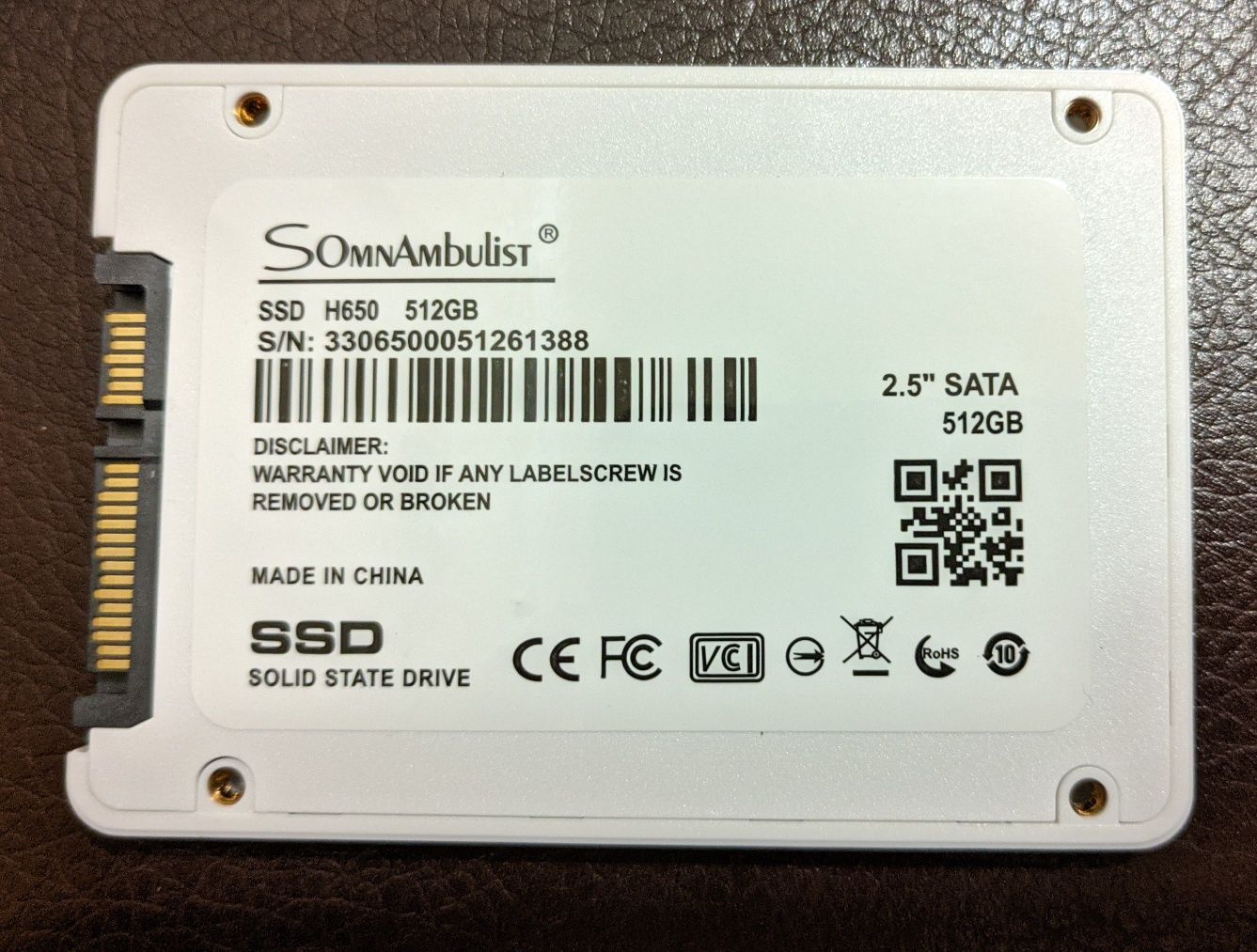 Новый 2.5" SATA III SSD накопитель Somnambulist на 512 Gb