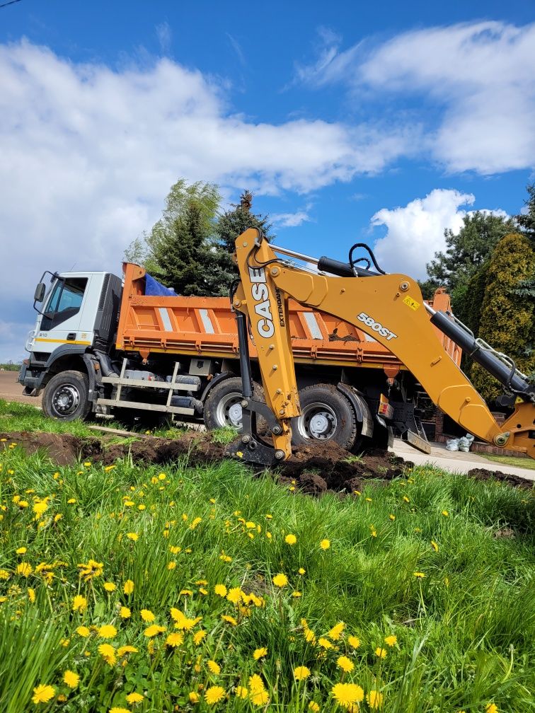 Usługi Koparko-Ładowarką Prace Ziemne Wykopy, Transport