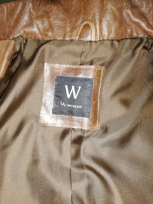 Casaco de couro castanho