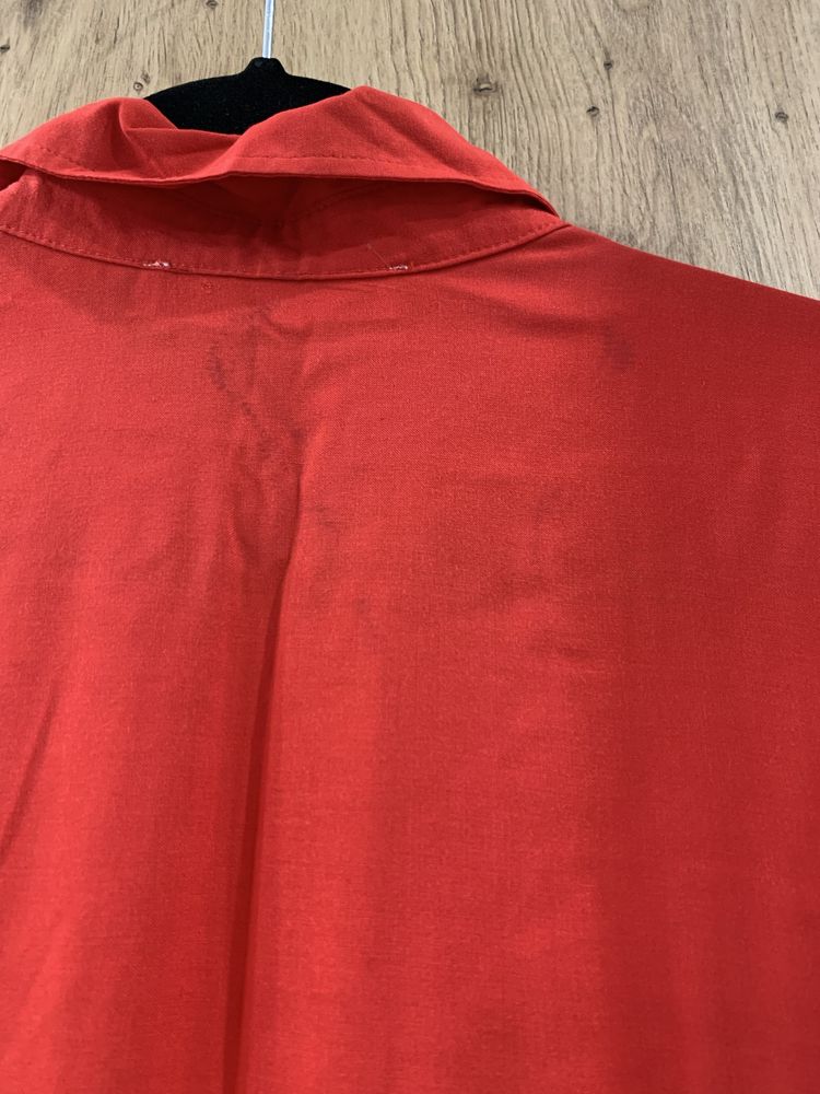 Sukienka koszulowa czerwona promod długi rękaw s