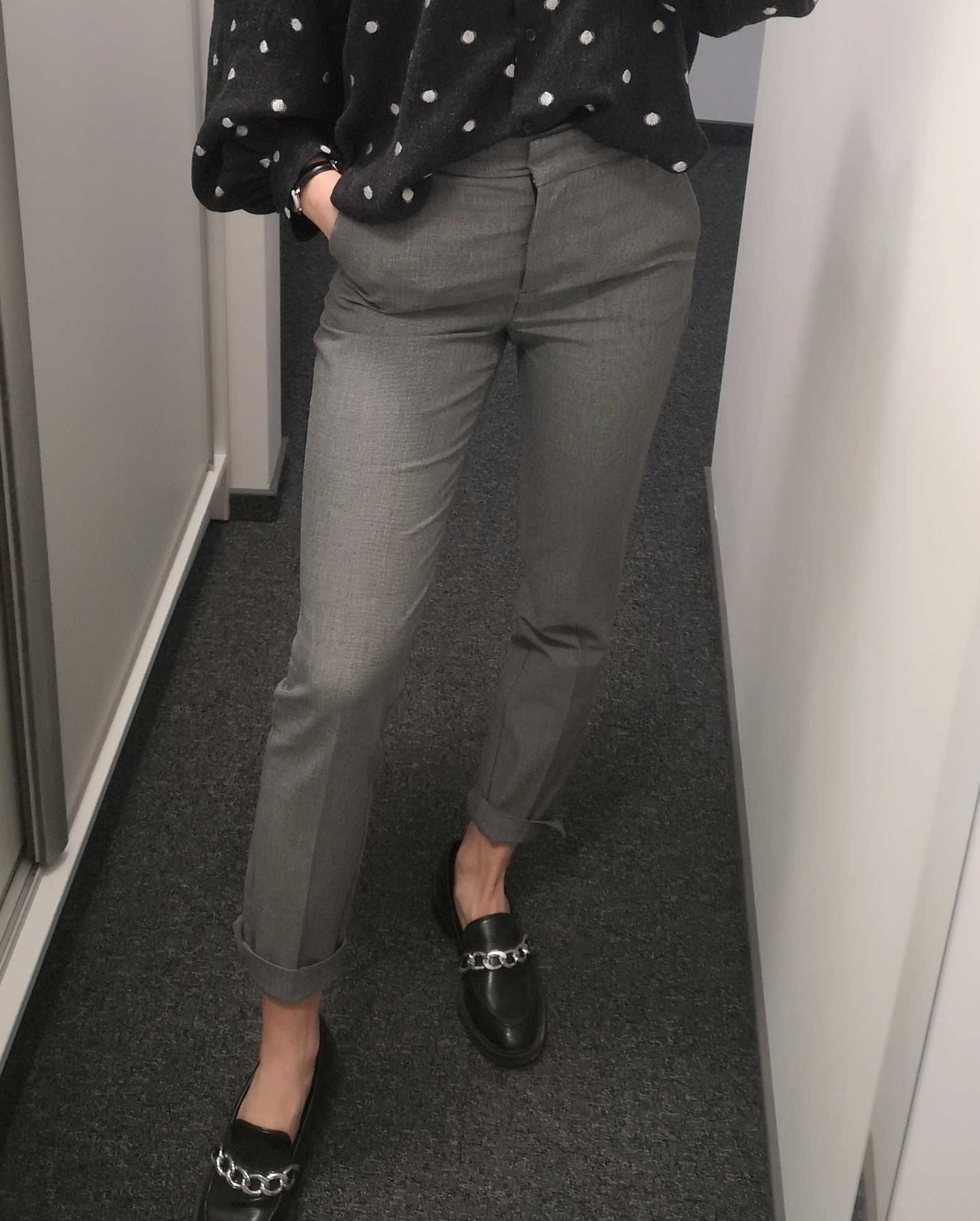 Zara szare spodnie cygaretki klasyczne eleganckie materiałowe XS