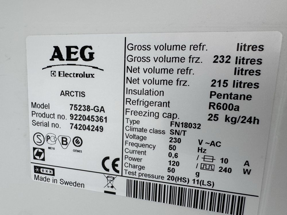 Zamrażarka Aeg elektrlux  No frost