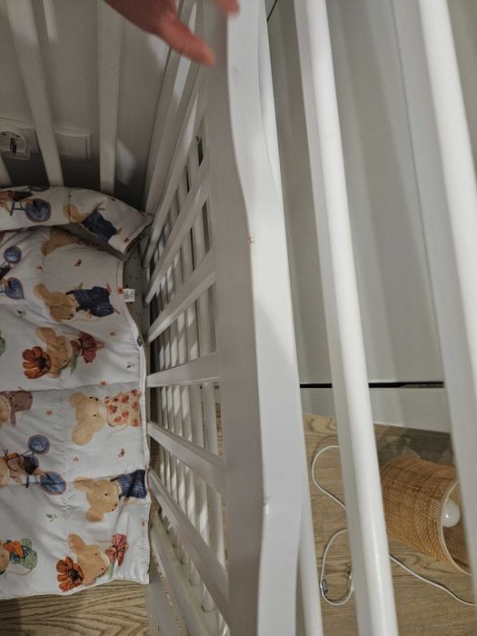 Białe Łóżeczko dziecięce niemowlęce 120x60 cm z funkcją sofy