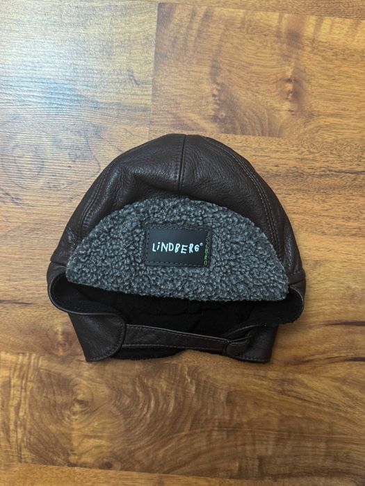 Czapka skórzana pilotka pilot ocieplana zimowa uszanka Lindberg 46