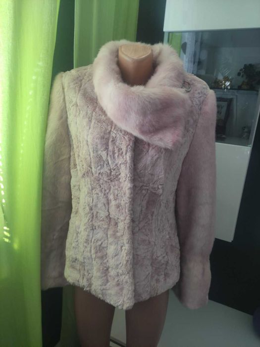 Цена снижена!!!Шуба полушубок розовая женская, искусственная