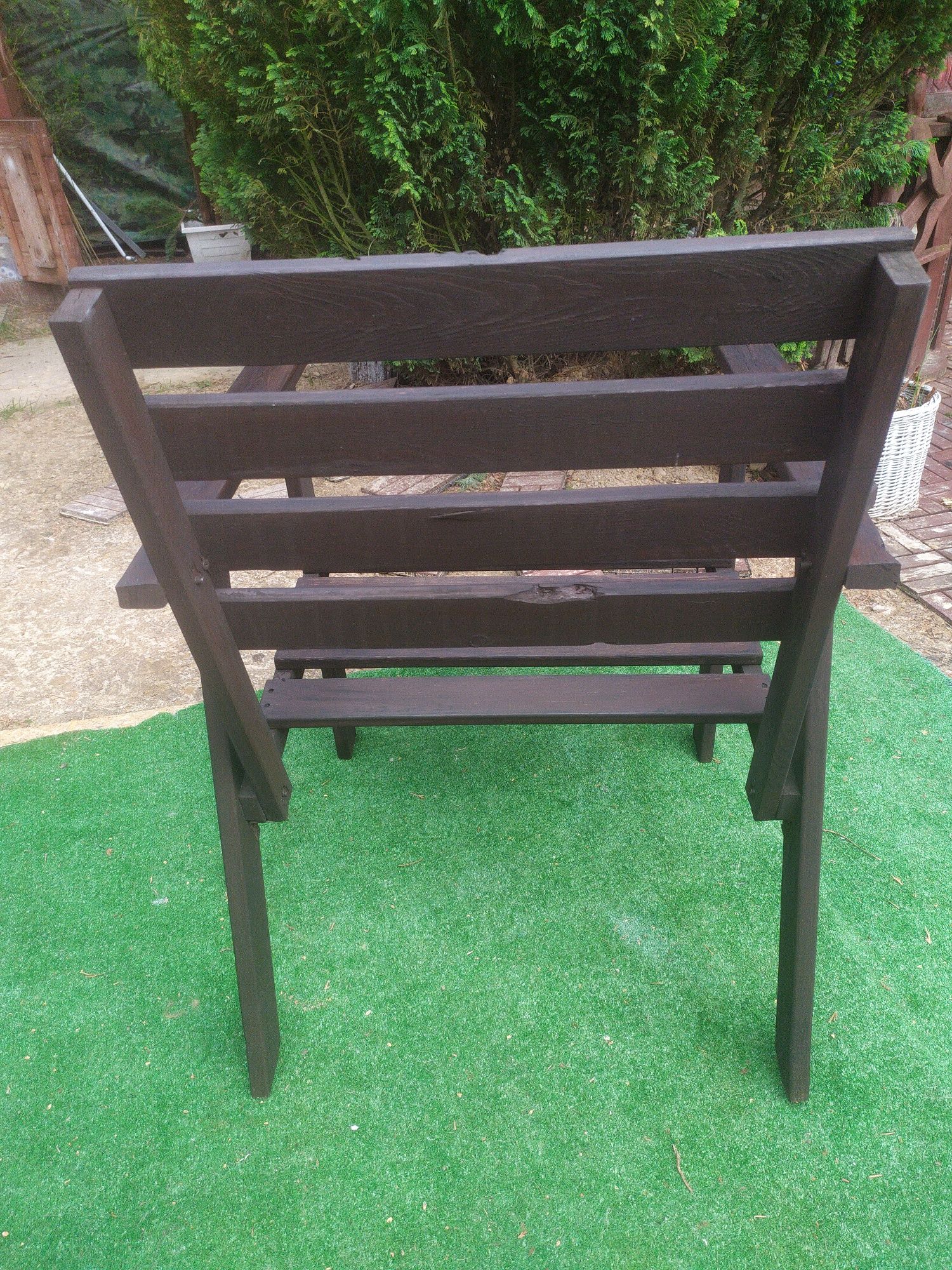Drewniany fotel ogrodowy krzesło z podłokietnikami