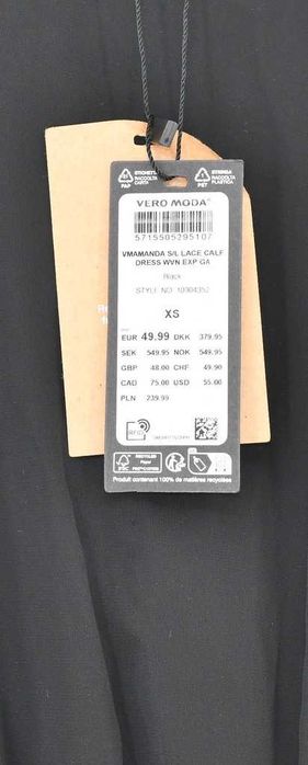 Zwiewna sukienka midi XS Vero Moda rozkloszowana koronkowa wstawka