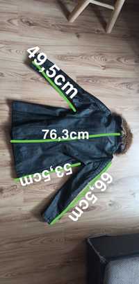 Taliowany płaszcz kurtka  z futrem ramoneska