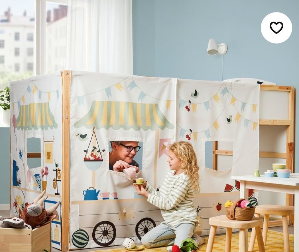 Cama reversível ikea kura e acessorios
