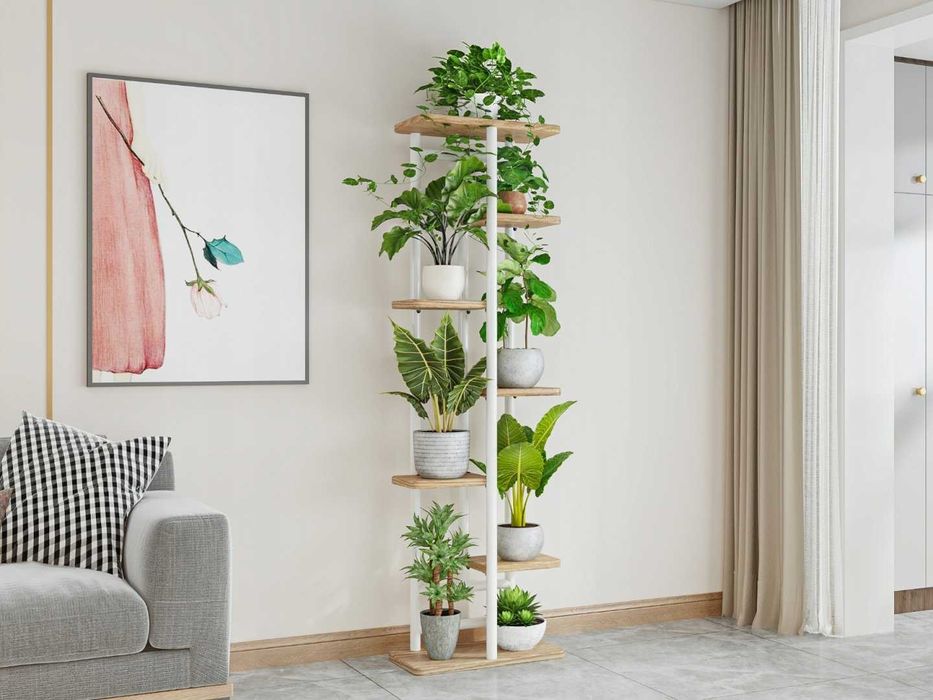 Kwietnik metalowy 6-poziomowy piętrowy stojak doniczki rośliny kwiaty