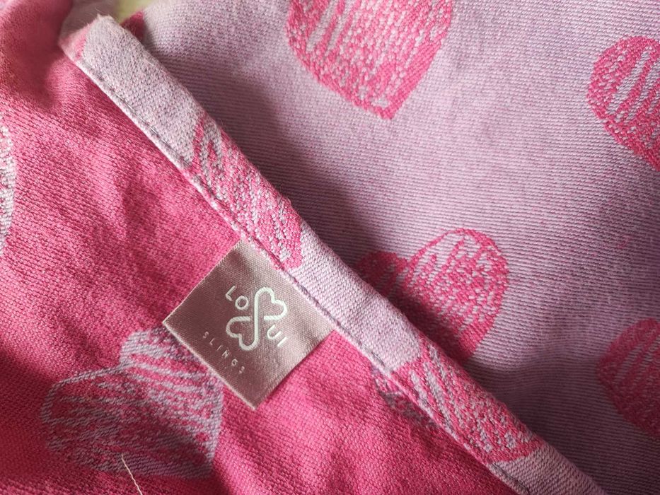 Chusta kółkowa loui slings serduszka heart różowo fioletowa bawełna