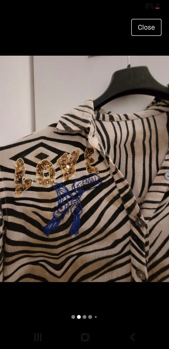 Desigual Koszula zebra animal bluzka zwierzecy print pin up xs