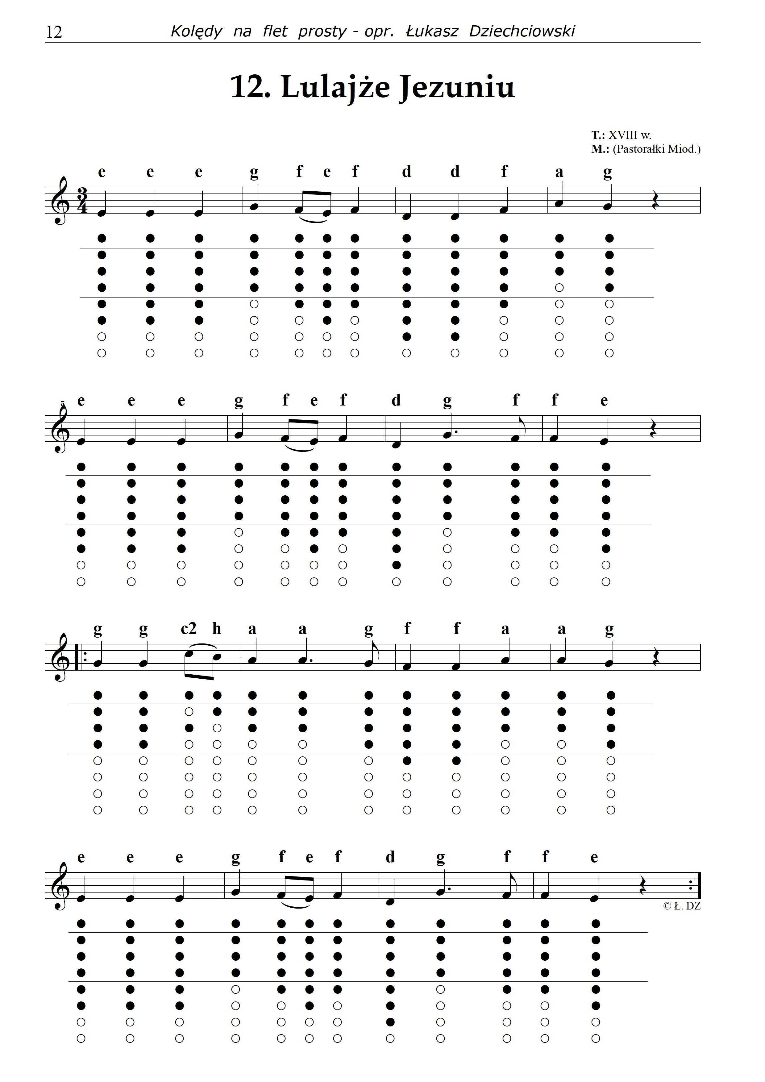 Kolędy na flet prosty - nuty, tabulatura, podkłady mp3, 20 kolęd, nowe