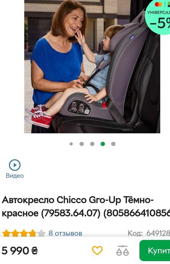 Продам автокресло Chicco Gro-Up