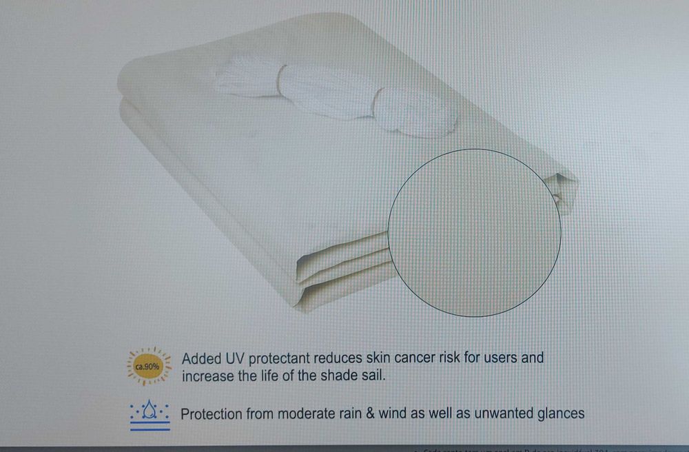 Toldo de sombra impermeável, retangular, 4 x 5 m