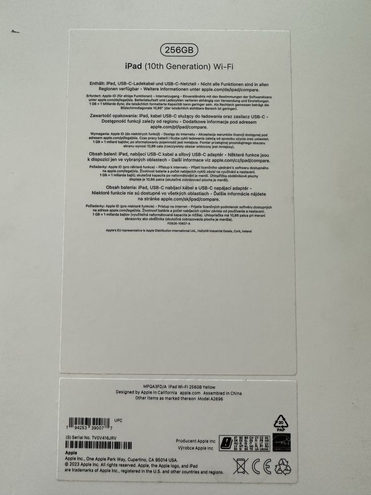 iPad 10. generacji Wi-Fi 256GB – Złoty