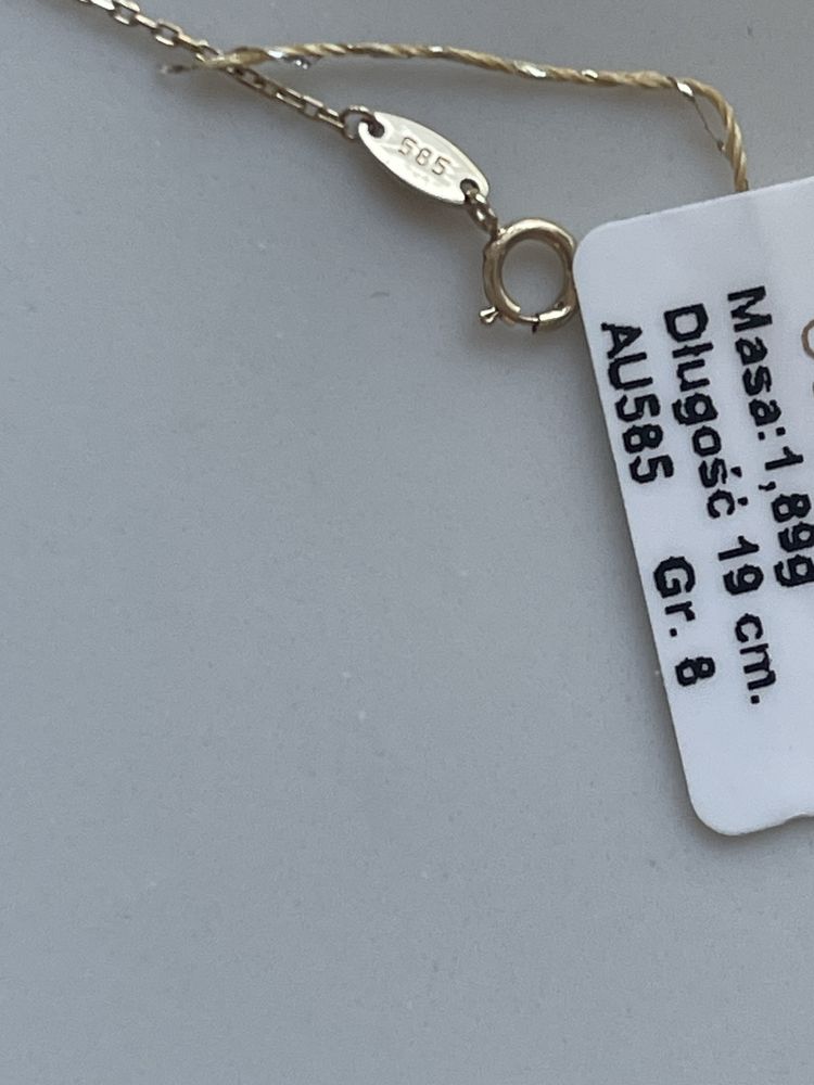 Bransoletka zlota pr 585 koniczynki z mada perlowa