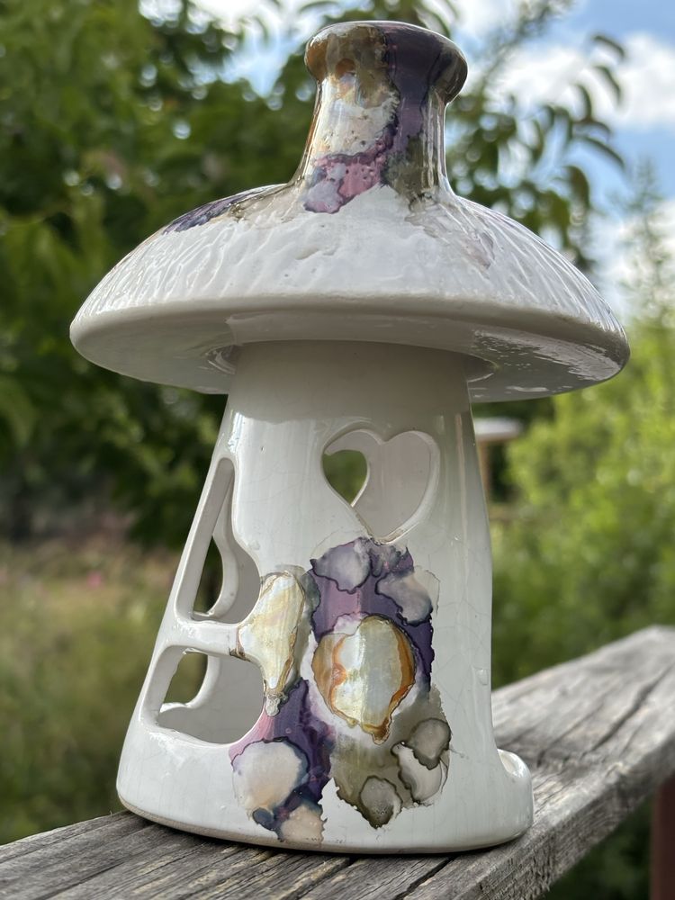 Podgrzewacz grzybek chatka kominek ceramiczny