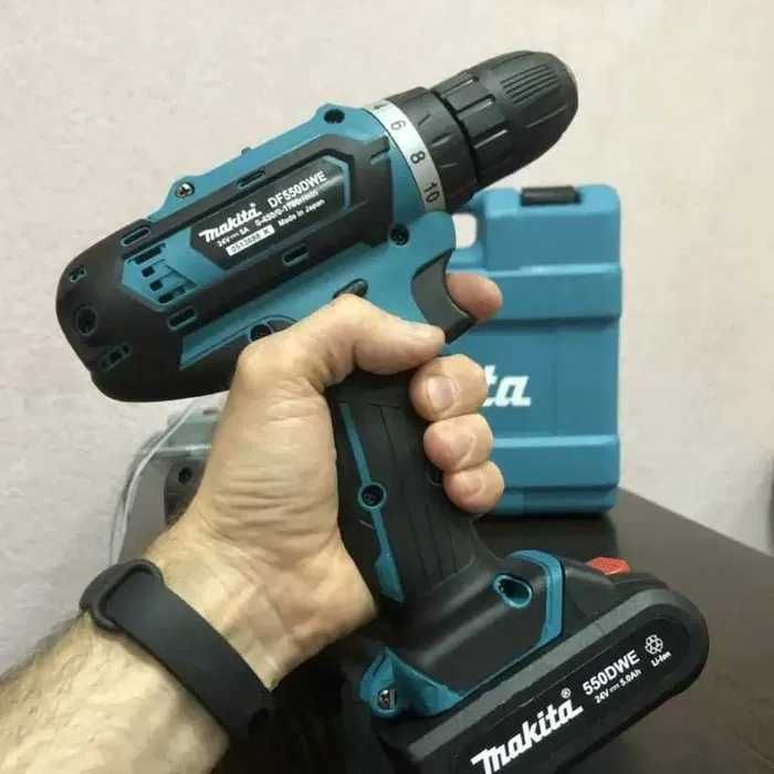 ‼️Акумуляторний шуруповерт Makita 24в. Шурупокрут. 2️⃣акб  + кейс.