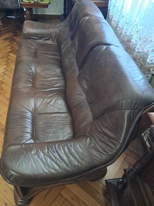 Komplet wypoczynkowy skorzany 3+2