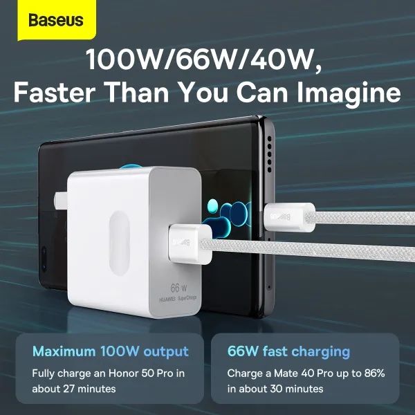 Кабель Baseus Dynamic USB - Type-C 100W 20V 5A 2метра Белый
