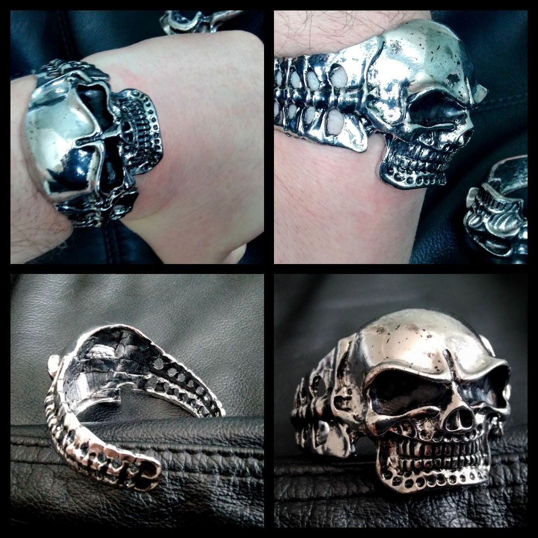 Czaszka skull czacha bransoletka Moto chopper Harley gotyk metal rock