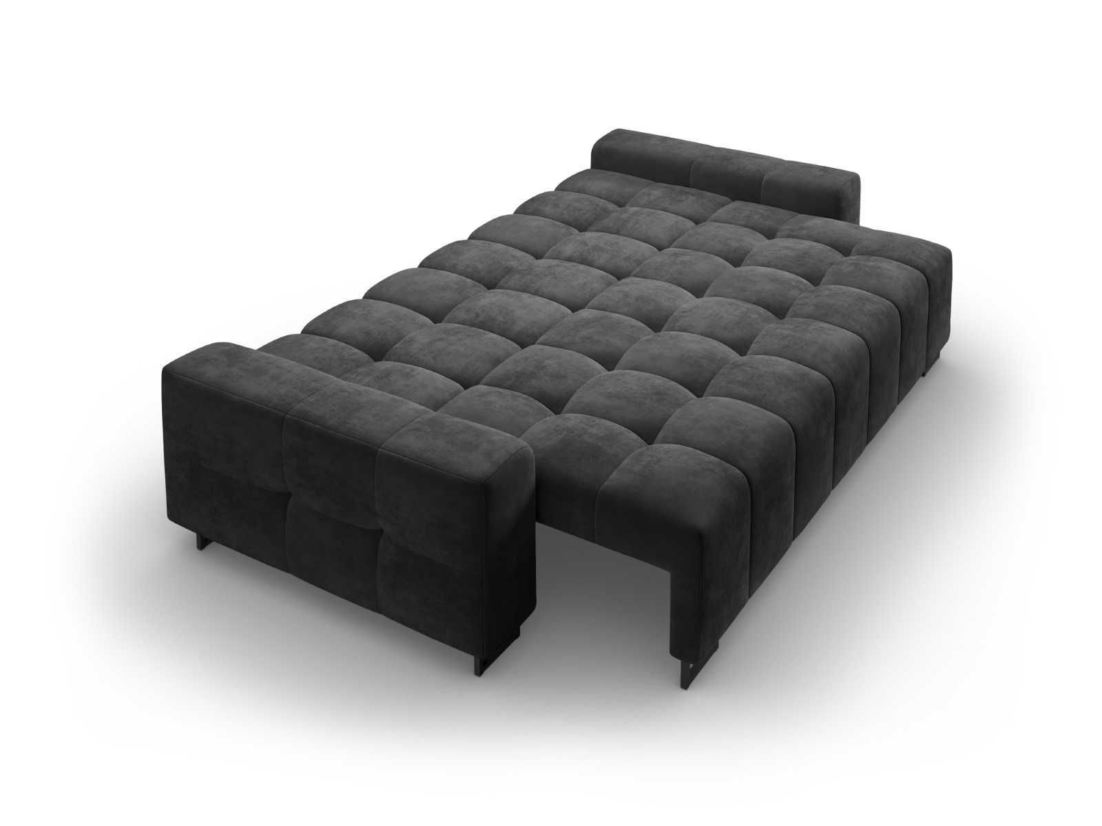 Sofa rozkładana ze schowkiem BYRON 3 os. Welur Szary ciemny