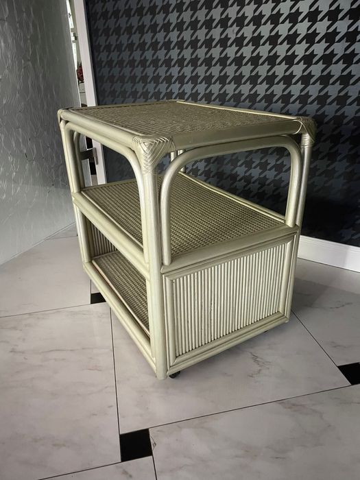 Komplet mebli KLER Rattan Prestige – kuty metal, perłowa zieleń