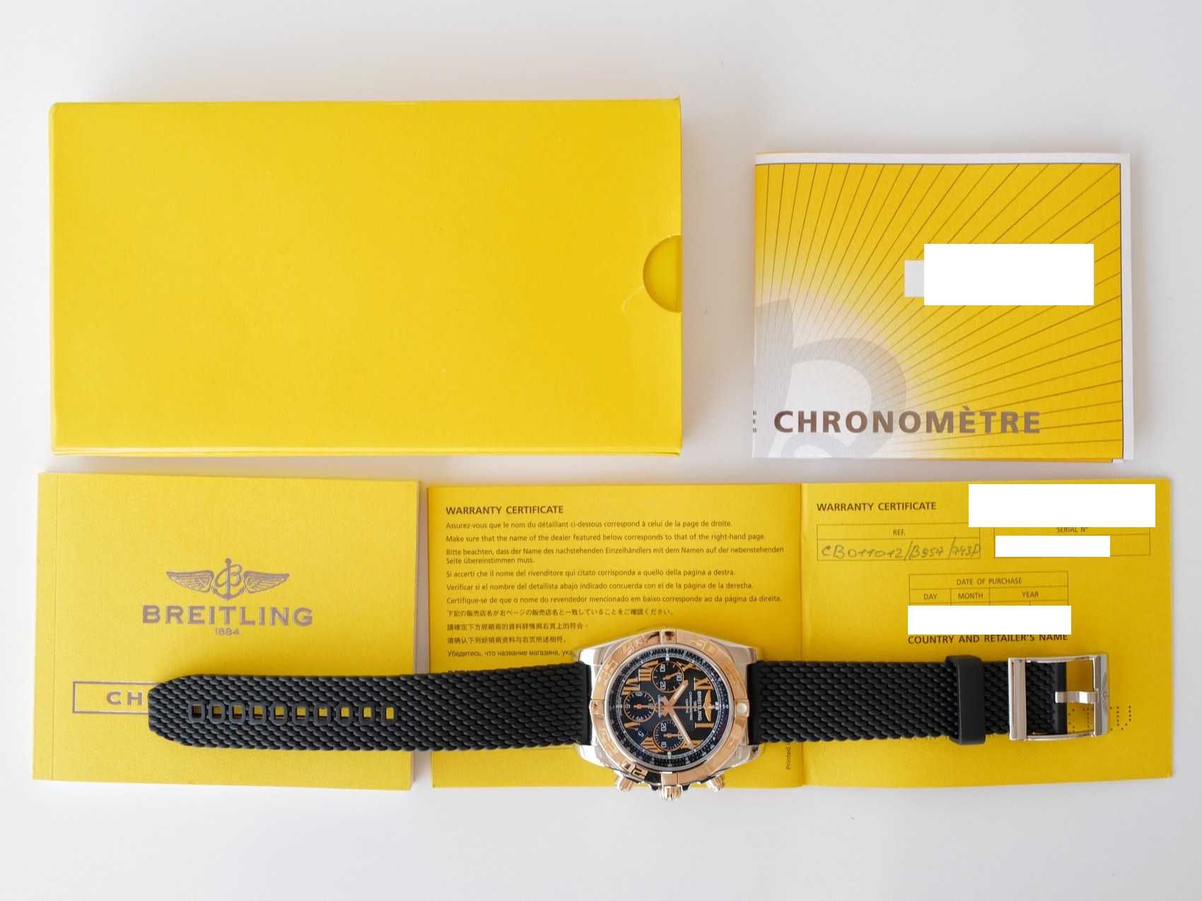 Breitling Chronomat 44 Steel Gold Arabic Numerals Rubber Strap