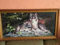 Картина волки в лесу