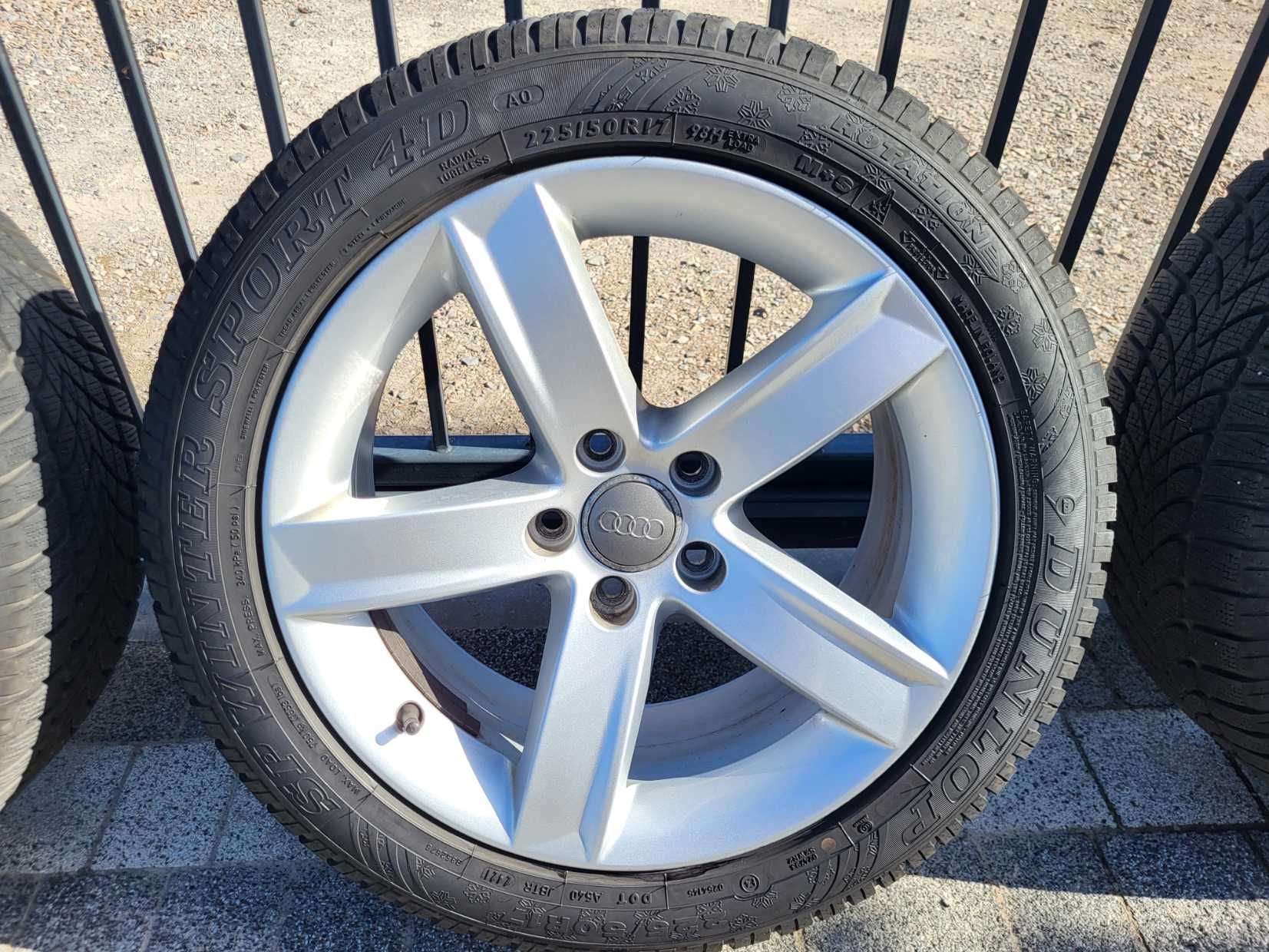 Koła, felgi AUDI 5x112, opony premium Dunlop SP winter 4D 225/50 R17