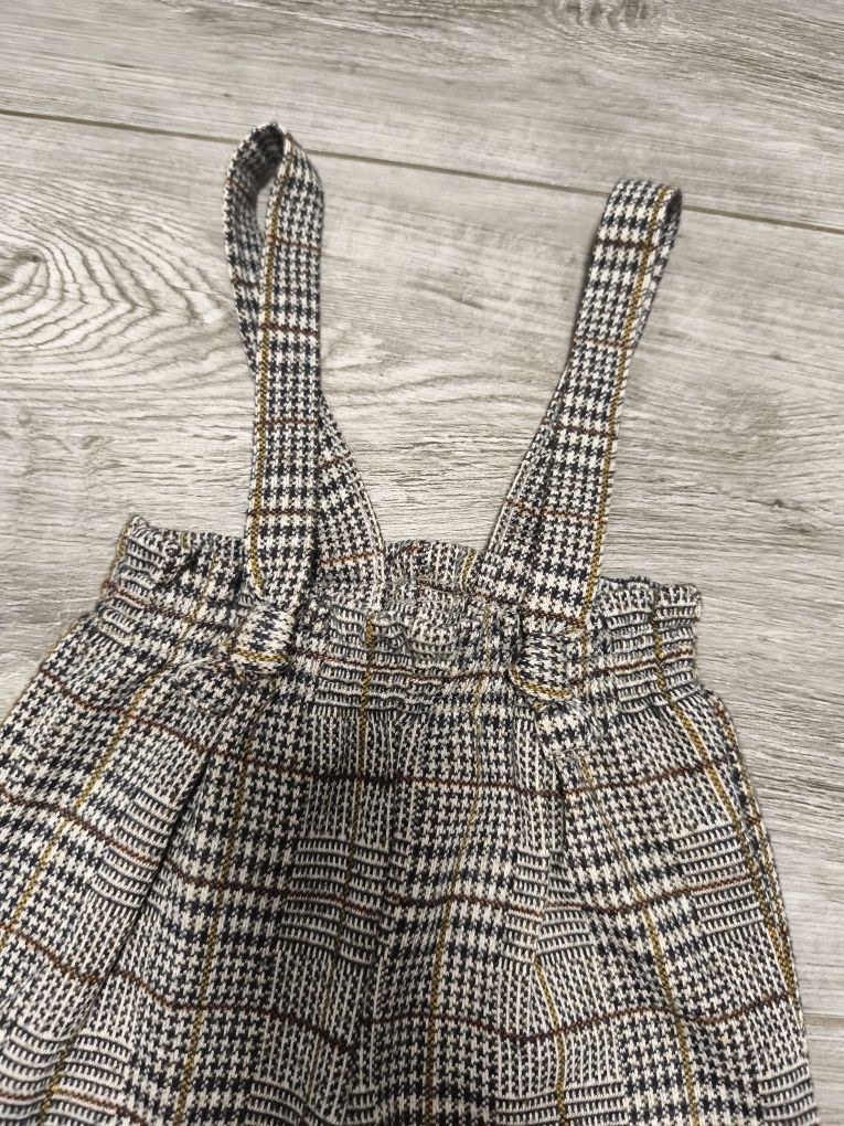 Spodnie na szelkach szelki wzór kratka eleganckie modne hit Zara baby