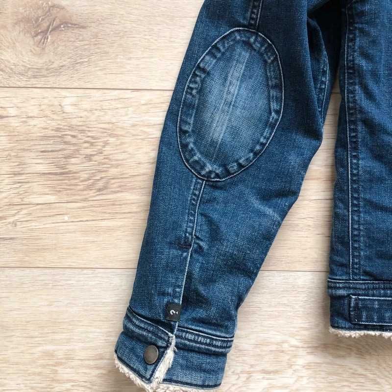 Guess kurtka katana kożuch jeansowy pilotka denimowa sherpa bomber