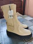 ZARA nowe kremowe skórzane buty na platformie 39