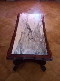 Mesa de sala em madeira e mármore