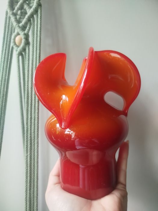 Wazon osiołek Czesław Zuber piękny czerwony pomarańczowy limitowany