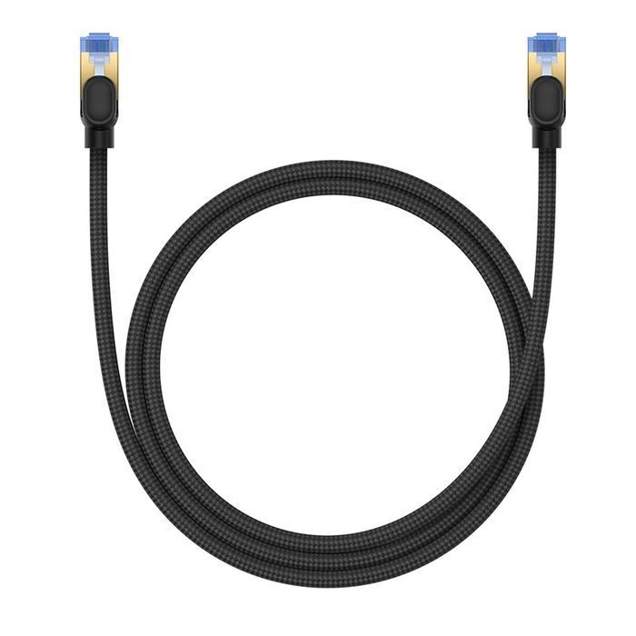 Baseus szybki kabel internetowy RJ45 cat.7 10Gbps 1m pleciony czarny