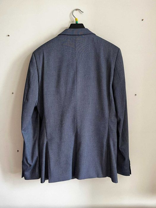 Szaro-błękitny garnitur męski wełniany BONUS