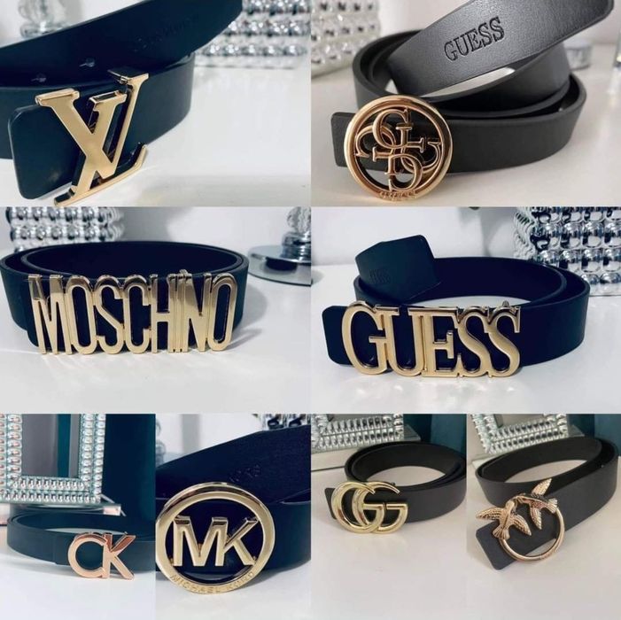 Nowy Skórzany Pasek Damski Guess LV Pinko Gucci CK GG Tommy MK