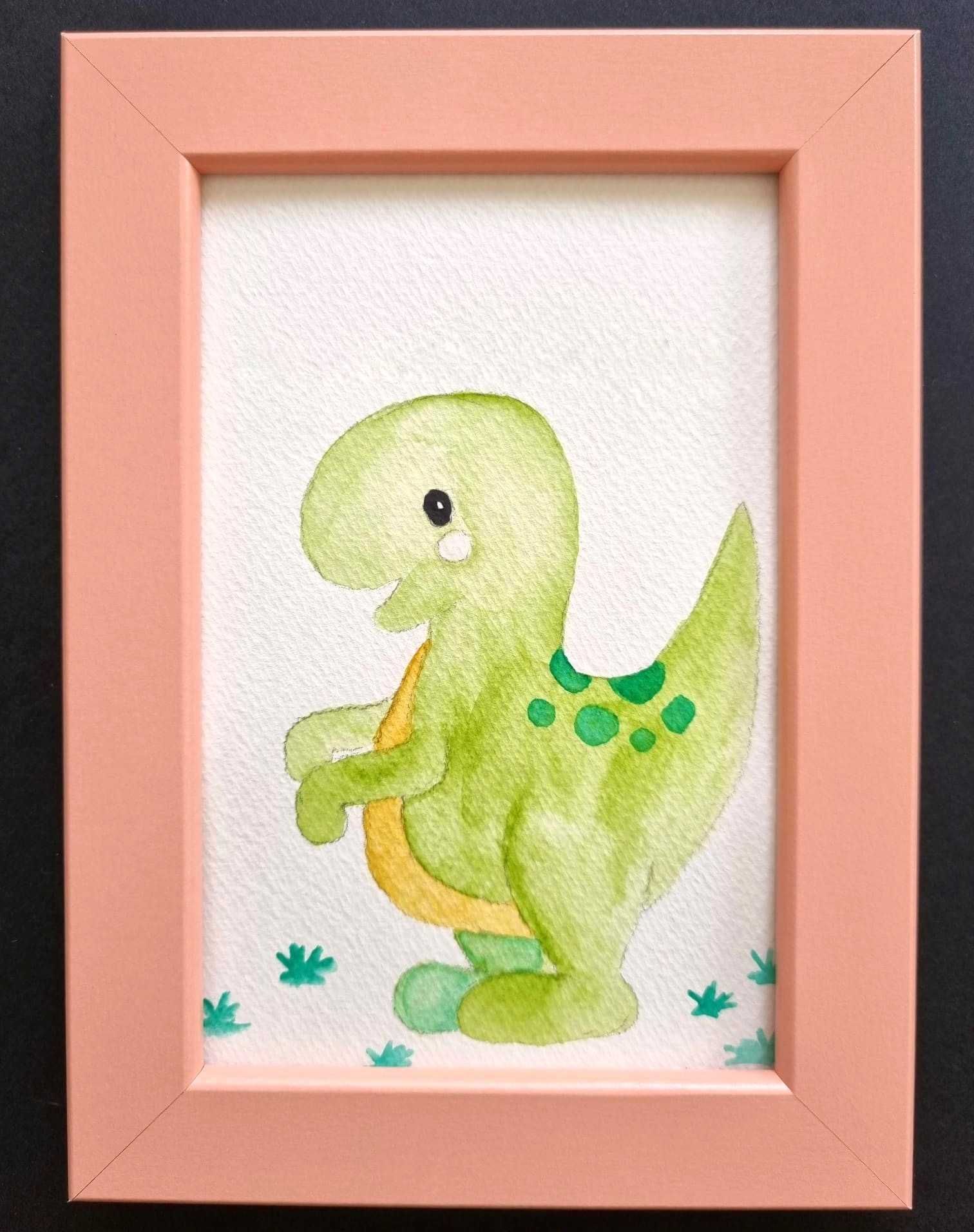 Quadro infantil para decoração com design dinossauro- moldura incluída