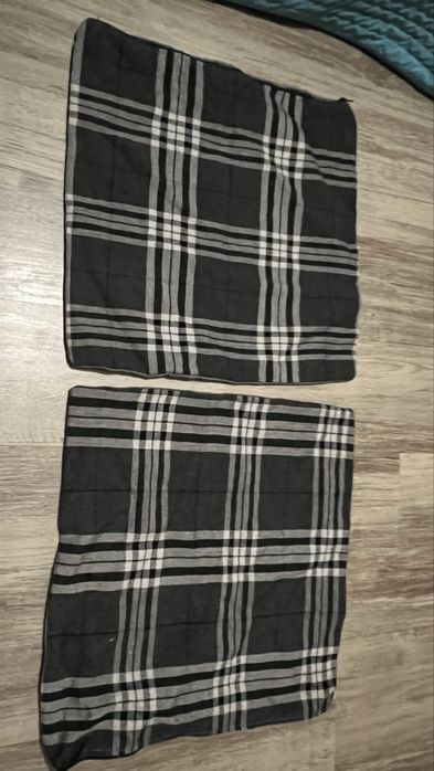 2,grube ozdobne poszewki na poduszki 50 na 50 szara krata