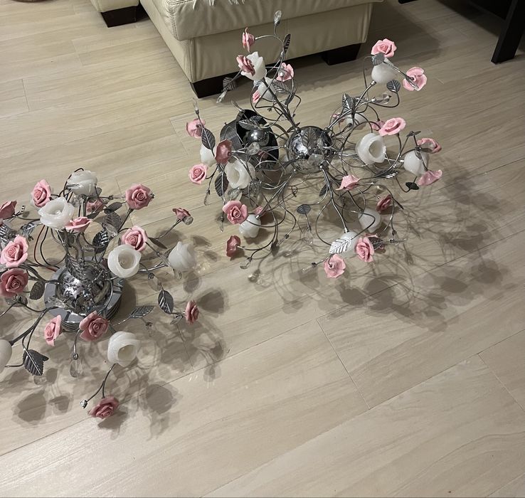 Komplet oswietlenia/lamp piekny elegancki stal nierdzewna ceramika