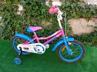 Rower dziecięcy Rowerek różowy 16" koła boczne kółka idniana