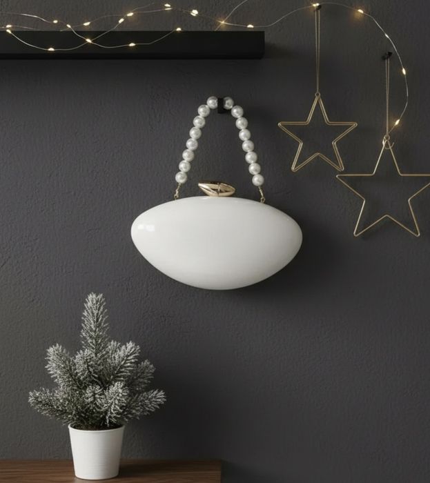 Luxury clutch biały marmur twarda torebka kuferek kopertówka